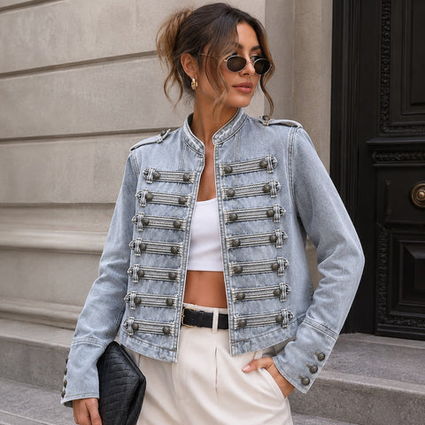 Julane Vintage Military Denim Jacket