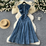 Jules Butterfly Sleeve Maxi Denim Dress