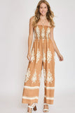 Jules Smocked Printed Wide Leg Jumpsuit