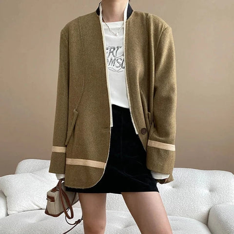 Jules Sporty Stripe Woolen Knit Blazer