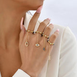 Kamala Hematite Rings with Chain Pendant Charm watereverysunday