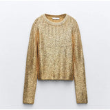 Kana Gold Metallic Sweater watereverysunday