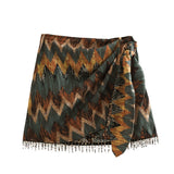 Keshia Tribal Print and Beads Wrap Mini Skirts watereverysunday