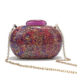Kiju Purple Gemstone Resin Evening Clutch Bag watereverysunday