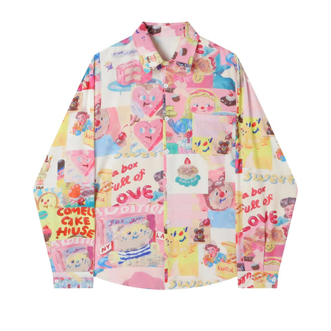 Kiko Oversize Harajuku Retro Prints Shirts