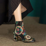 Kioni Silk Embroidery Bejeweled Ankle Boots watereverysunday