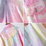 Klaudia Candy Color Tie-Dye Denim Jacket watereverysunday
