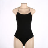 Lace-up Open Back Halter Bodysuit - 2 Colors watereverysunday