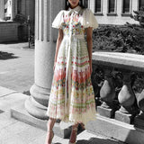 Laia Vintage Floral Print Pleated Dress watereverysunday