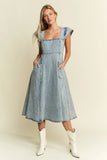 Lala Ruffled Denim Midi Dress