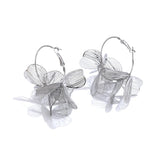 Lamari Metal Grid Flower Hoop Earrings