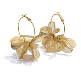 Lamari Metal Grid Flower Hoop Earrings