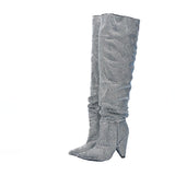 Lana Rhinestone Glitter Crystal Slouchy Boots - 2 Colors watereverysunday