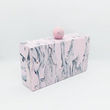Lara Pink Marble Acrylic Evening Box Clutch watereverysunday