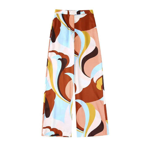 Leaf Abstract Prints Wide-Leg Pants watereverysunday