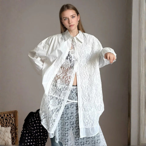 Leona Lace Patchwork Blouse Shirt
