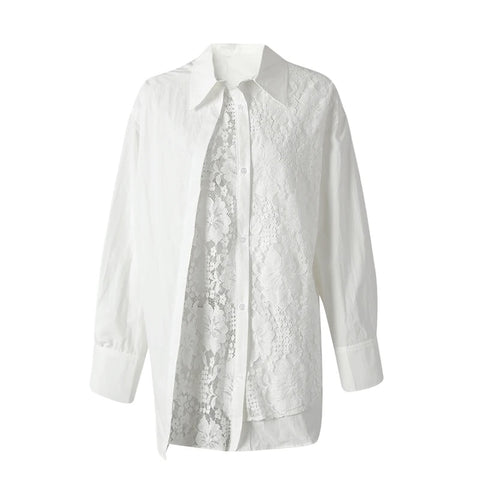 Leona Lace Patchwork Blouse Shirt