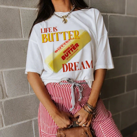 Life is Butter Fun Graphic T-Shirt