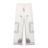 Lilian Vintage Embroidery Drawstring Pants