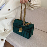 Lilith Luxe Velvet Chain Flap Bag - 4 Colors watereverysunday