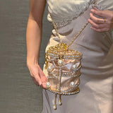 Lillian Rhinestone Pearl Cage Mini Bag