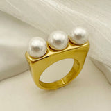 Lillies French Pearl Trio Statement Ring