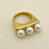 Lillies French Pearl Trio Statement Ring