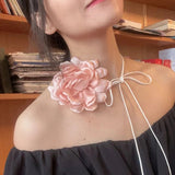 Linea Big Flower Corsage Chocker Necklaces - 4 Colors watereverysunday