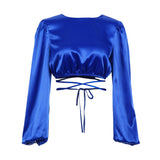 Linia Cropped Lace-Up Satin Top - 3 Colors watereverysunday