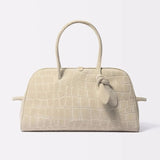 Lolanda Croco Embossed Suede Bowling Bag