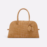 Lolanda Croco Embossed Suede Bowling Bag