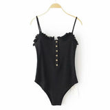 Louise Ruffle Trim Ribbed Bodysuits - 3 Colors watereverysunday