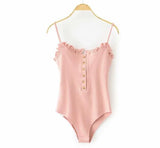 Louise Ruffle Trim Ribbed Bodysuits - 3 Colors watereverysunday