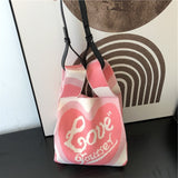 Love and Heart Knit Bags with Shoulder Strap Set watereverysunday