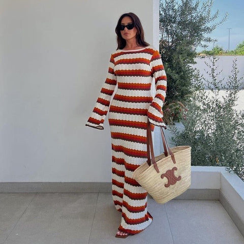 Lua Zigzag Pattern Crochet Open Back Maxi Dress - 2 Colors watereverysunday Lua Zigzag Pattern Crochet Open Back Maxi Dress - 2 Colors watereverysunday