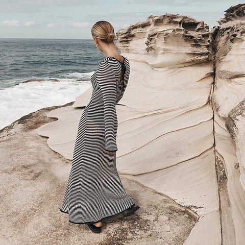 Lua Zigzag Pattern Crochet Open Back Maxi Dress - 2 Colors Black / S Lua Zigzag Pattern Crochet Open Back Maxi Dress - 2 Colors Black / S