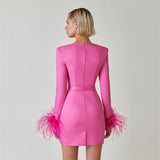 Lucia Bustier Mini Dress with Feathery Cuffs watereverysunday