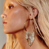 Lucille Crystal Tassels Hoop Earrings - Gold or Silver watereverysunday