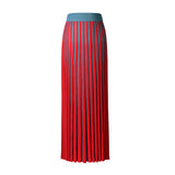 Luena Color Contrast Pleated Knit Skirt watereverysunday