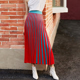 Luena Color Contrast Pleated Knit Skirt watereverysunday