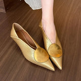 Luna Soft Leather Flats with Gold Disc