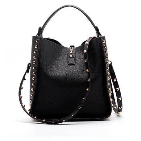 Luxe Riveted Leopard Head Lock Leather Bucket Bag - 7 Colors