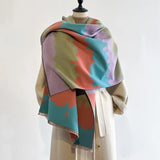 Luxe Colorful Camouflage Cashmere Shawl Scarves