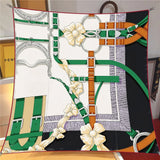 Luxe Flower Belt Print Square Scarves, 90cm