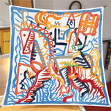 Luxe Graffiti Horse Print Square Silk Scarves