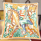 Luxe Graffiti Horse Print Square Silk Scarves
