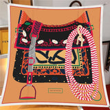 Luxe Saddle Prints Twill Silk Scarves, 90cm