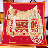 Luxe Saddle Prints Twill Silk Scarves, 90cm