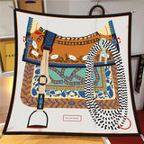 Luxe Saddle Prints Twill Silk Scarves, 90cm