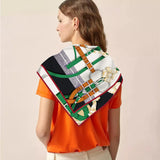 Luxe Flower Belt Print Square Scarves, 90cm